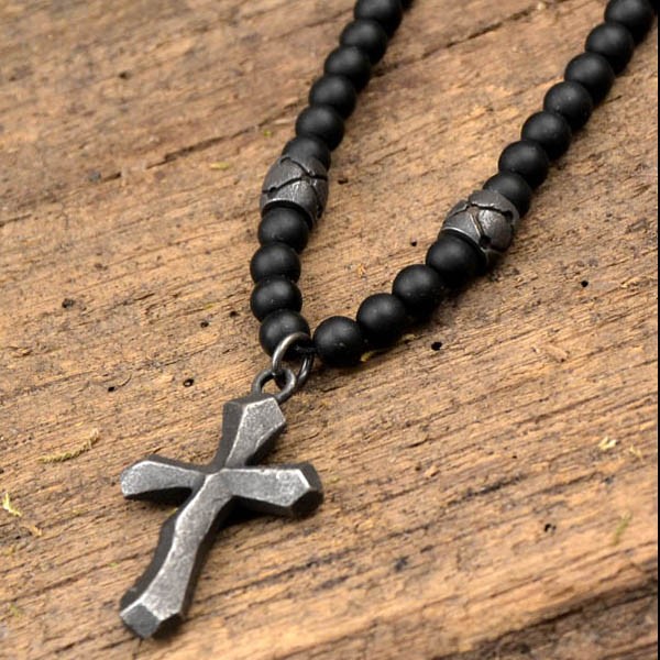 Mittelalter Perlenkette Priester mit Kreuz