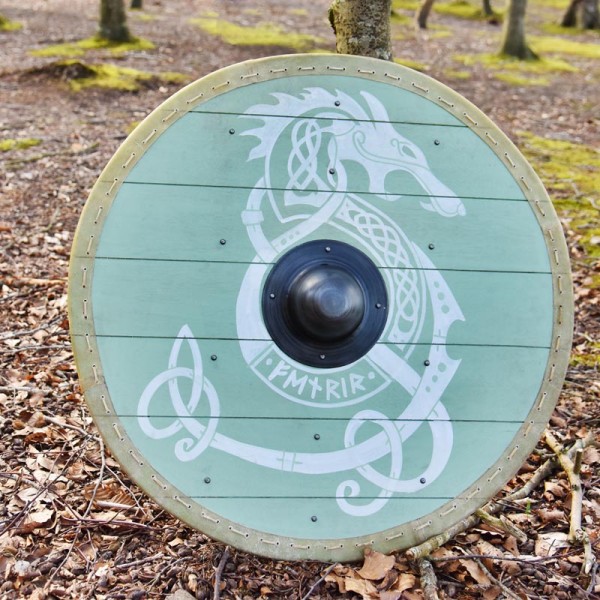 Großer Wikinger Rundschild Fenriswolf - handbemalt 80 cm