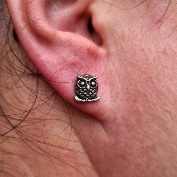Ohrstecker Eule aus Silber