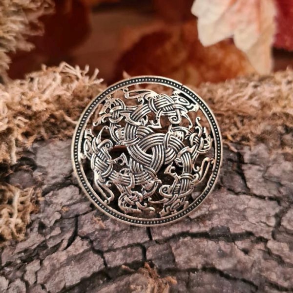 Wikinger Scheibenfibel Gotland im Ringerike-Stil aus Bronze - Replik