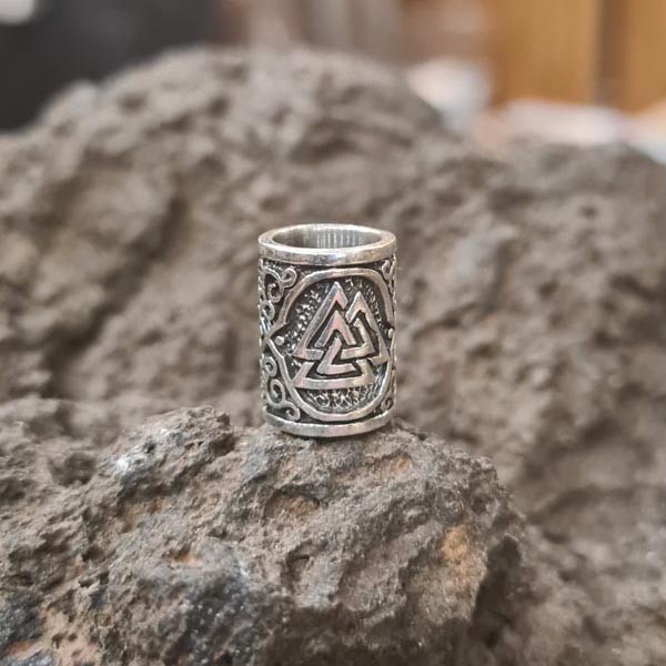 Wikinger Haarperle Valknut aus Silber