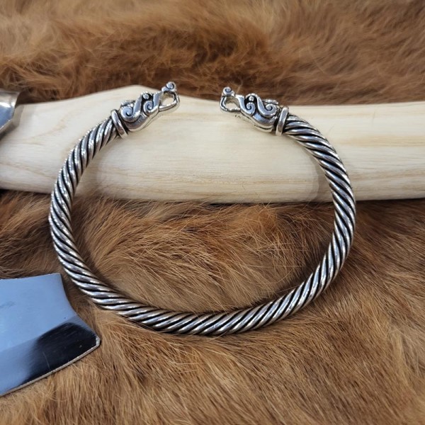 Wikinger Armreif Drachenkopf Gotland aus Silber - Replik