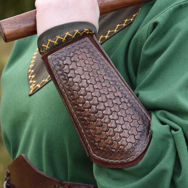 LARP Armschützer Paar mit Prägung aus Büffelleder