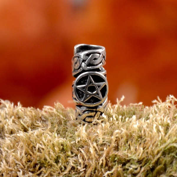 Wicca Haar & Schmuckperle Pentagramm aus Silber