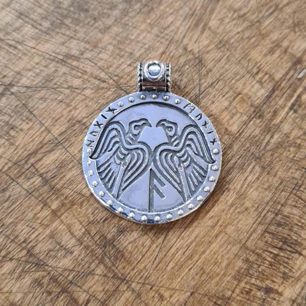Wikinger Amulett Odins Raben Hugin & Munin aus Silber