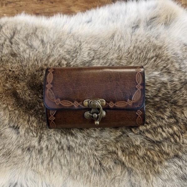 LARP Tranktasche mit Riegelhaken für 4 kleine Flaschen aus Leder