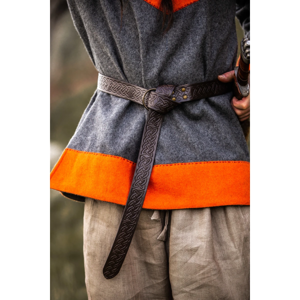 Wikinger Ringgürtel mit Prägung aus Leder