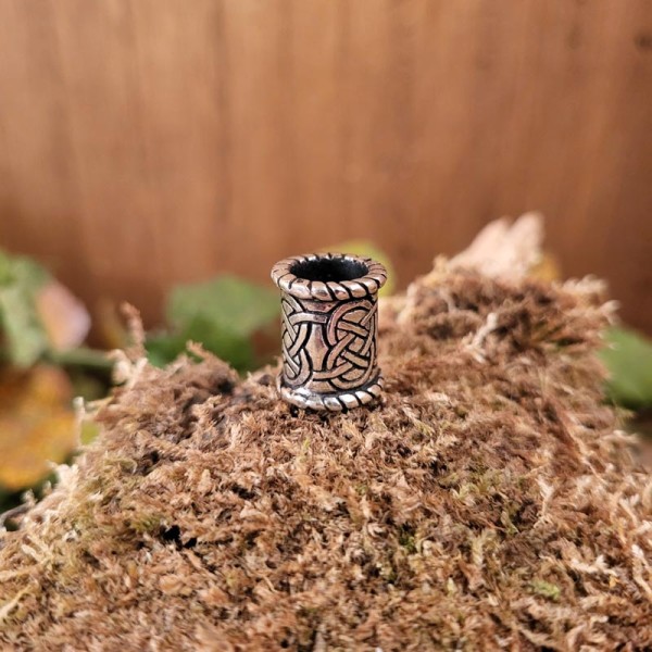 Breite Kelten Haarperle Knotenmuster aus Silber