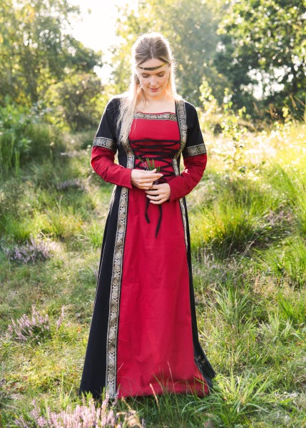 Mittelalterkleid Edeldame rot/schwarz