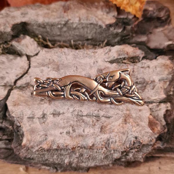 Kelten Brosche Anderswelthund aus Bronze