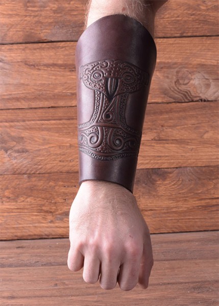 Wikinger Armschiene Thors Hammer aus Leder