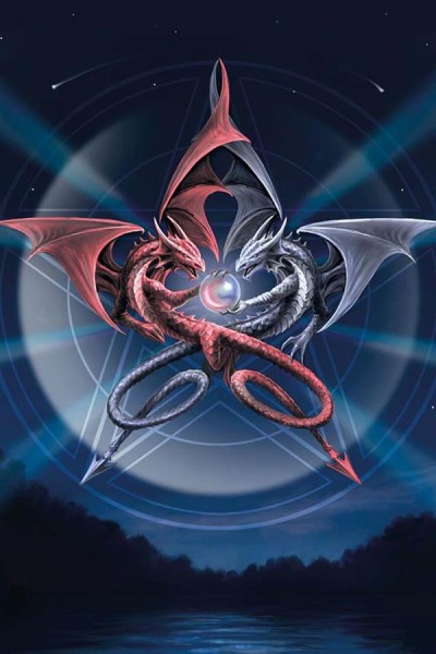 Grusskarte - Drachen Pentagramm