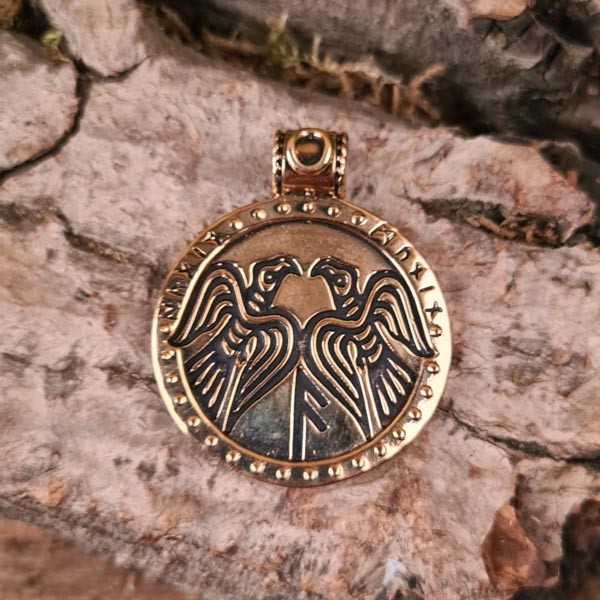 Wikinger Amulett Hugin und Munin aus Bronze