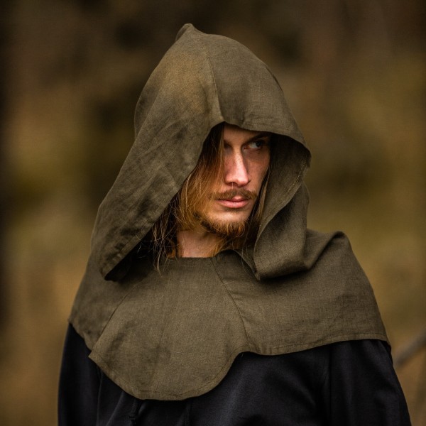 LARP Gugel aus Leinen grün
