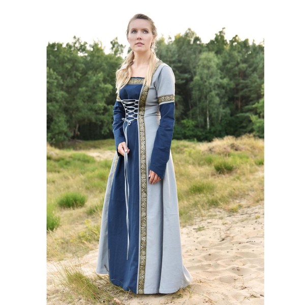 Mittelalter Kleid Edelfrau blau/blaugrau