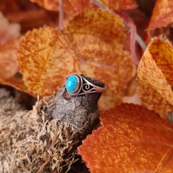 Mittelalter Ring mit Türkis aus Silber