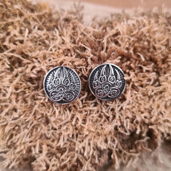 Ohrstecker Wolfstatze aus Silber