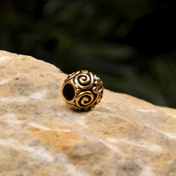 Wikinger Bart & Schmuckperle Doppelspirale aus Bronze