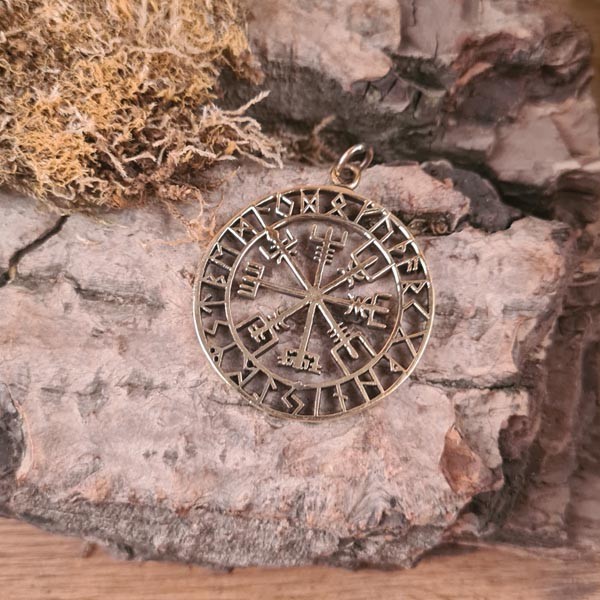 Asatru Schutzamulett Vegvisir aus Bronze