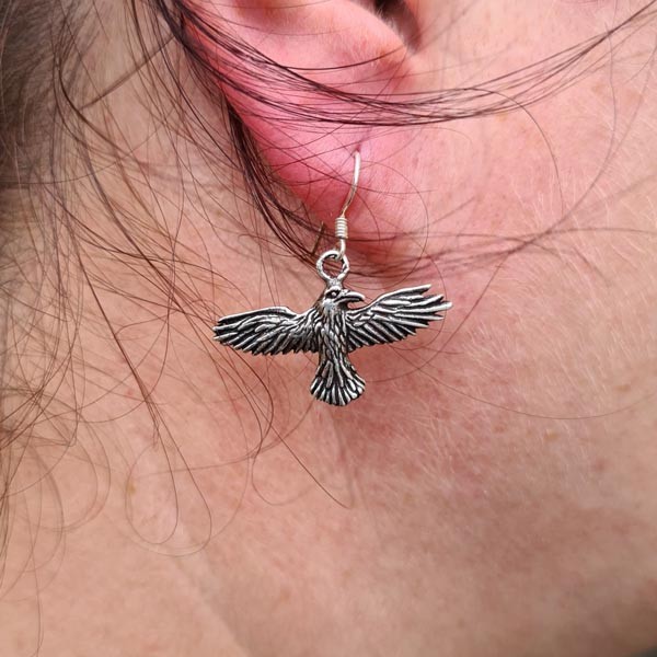 Ohrring Raben aus Silber