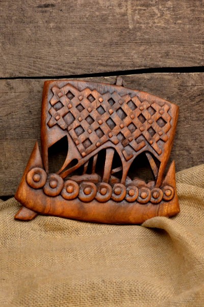 Wanddeko Wikinger Langboot aus Holz