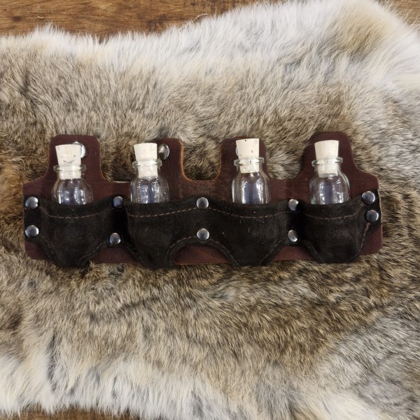 LARP Trankflaschenhalter aus Leder für 4 Fläschchen
