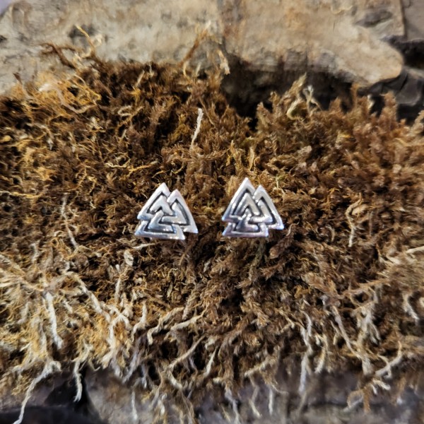 Wikinger Ohrstecker Valknut aus 925er Stirling Silber
