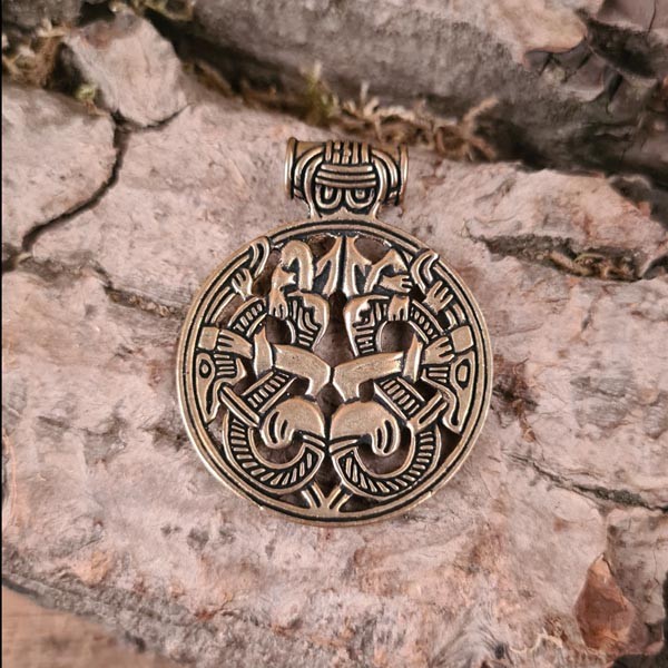 Wikinger Amulett Greiftier im Jelling-Stil aus Bronze - Replik