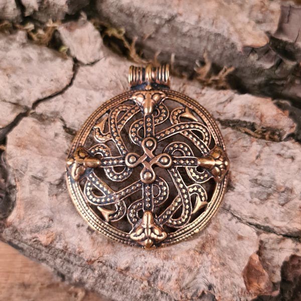 Großes Frühmittelalter Amulett im Borre-Stil aus Bronze