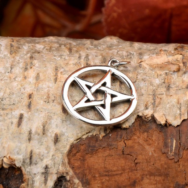 Hexen Amulett Großes Pentagramm aus Silber