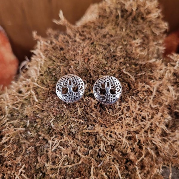 Wikinger Ohrstecker Weltenesche Yggdrasil aus Silber