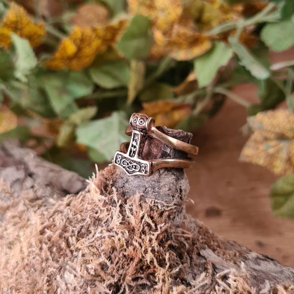 Wikinger Ring Floki mit Thorshammer aus Bronze