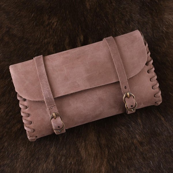 Spätmittelalter Ledertasche mit Messingschnallen für Reeanactment