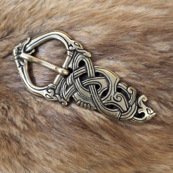 Wikinger Gürtelschnalle Midgardschlange im Mammen-Stil für 3 cm Riemen