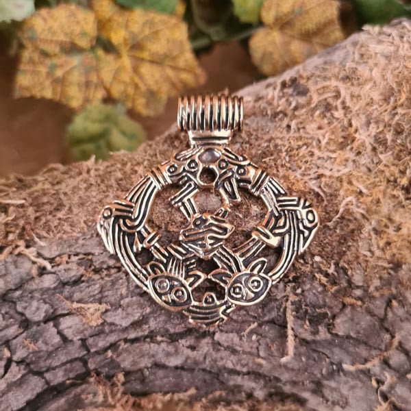 Wikinger Amulett Greiftier im Borre-Stil aus Bronze - Replik