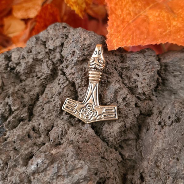 Amulett Thorshammer mit Vogelkopf aus Bronze - Replik