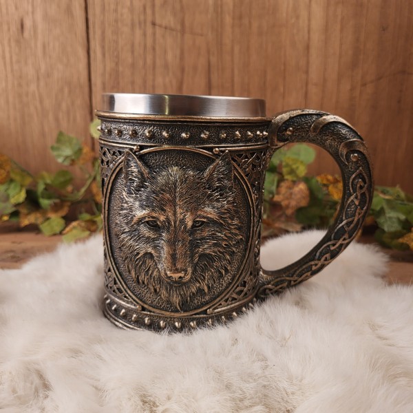Großer Krug Wolf - handbemalt