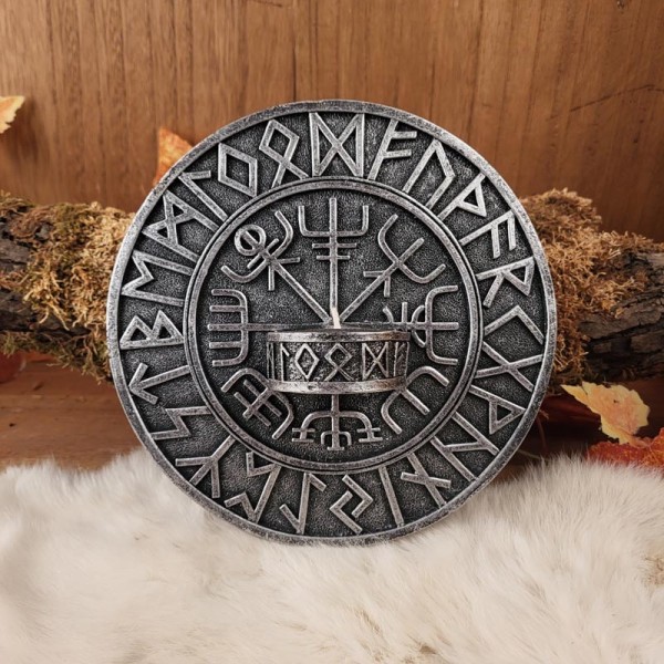Teelichthalter Vegvisir mit Runen für die Wand