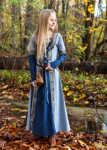 Mittelalter Kinderkleid blau/blaugrau
