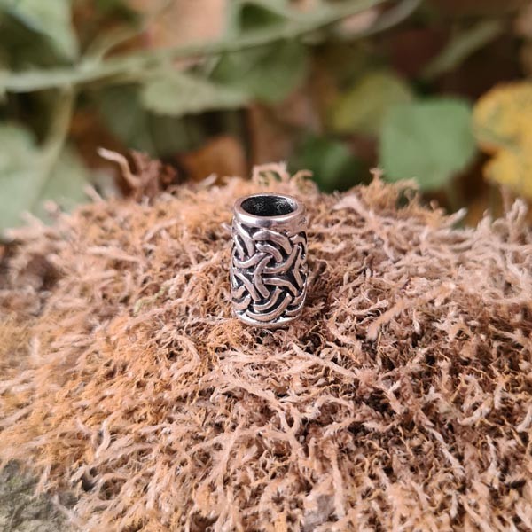 Wikinger Haar & Schmuckperle Knotenmuster aus Silber