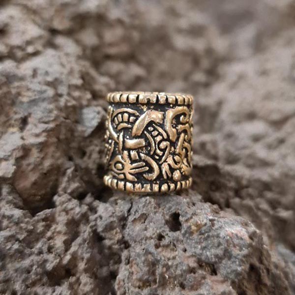 Große Wikinger Bartperle im Jelling-Stil aus Bronze