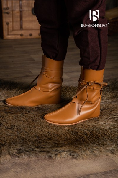 Mittelalterlicher Halbstiefel Leonard mit Schnürung & Ledersohle von Burgschneider