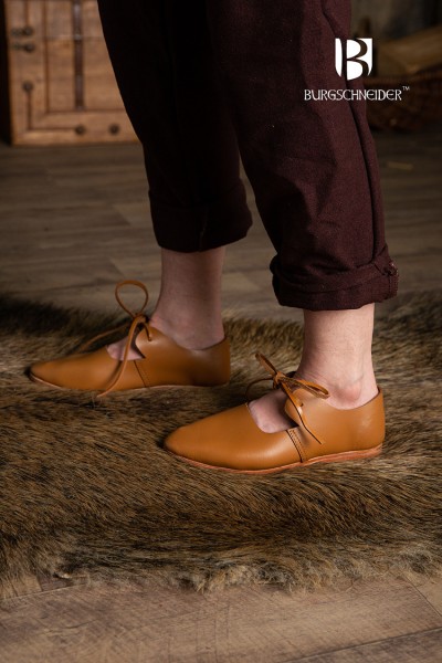 Mittelalter Halbschuh Katelyn mit Schnürung & Ledersohle von Burgschneider