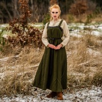 Wikinger Überkleid aus Leinen mit Lederapplikation und Schnürung Wikinger Überkleid aus Leinen mit Lederapplikation und Schnürung