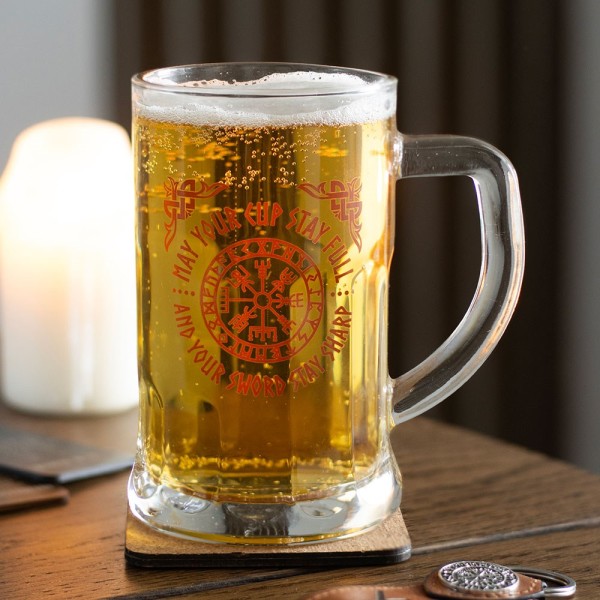 Vegvisir Bier Glas mit Untersetzer