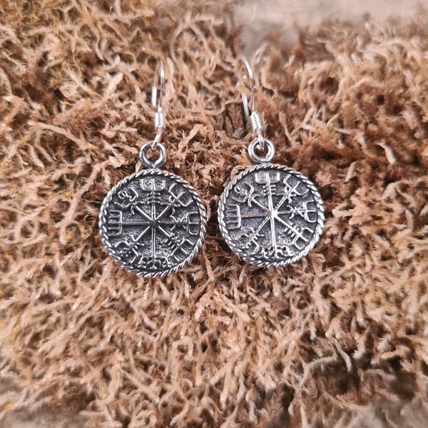 Asatru Ohrschmuck Vegvisir aus Silber