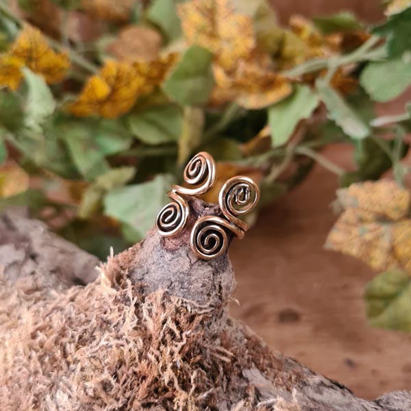 Offener Wikinger Ring mit Doppelspirale aus Bronze - Replik