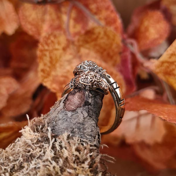 Wikinger Ring Odins Raben aus Bronze
