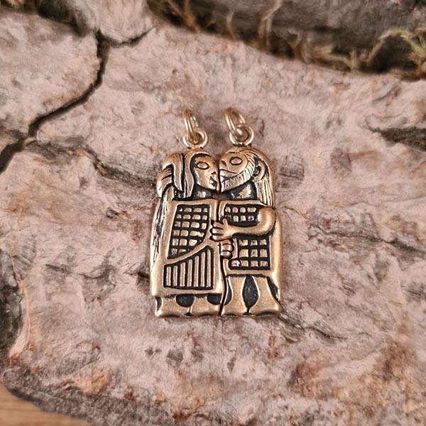 Frühmittelalter Anhänger Wikingerpaar aus Bronze