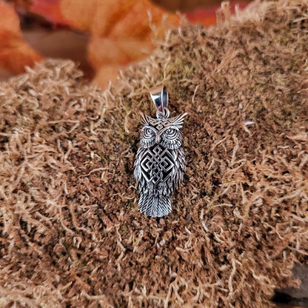 Wicca Amulett Kelten Eule aus Silber